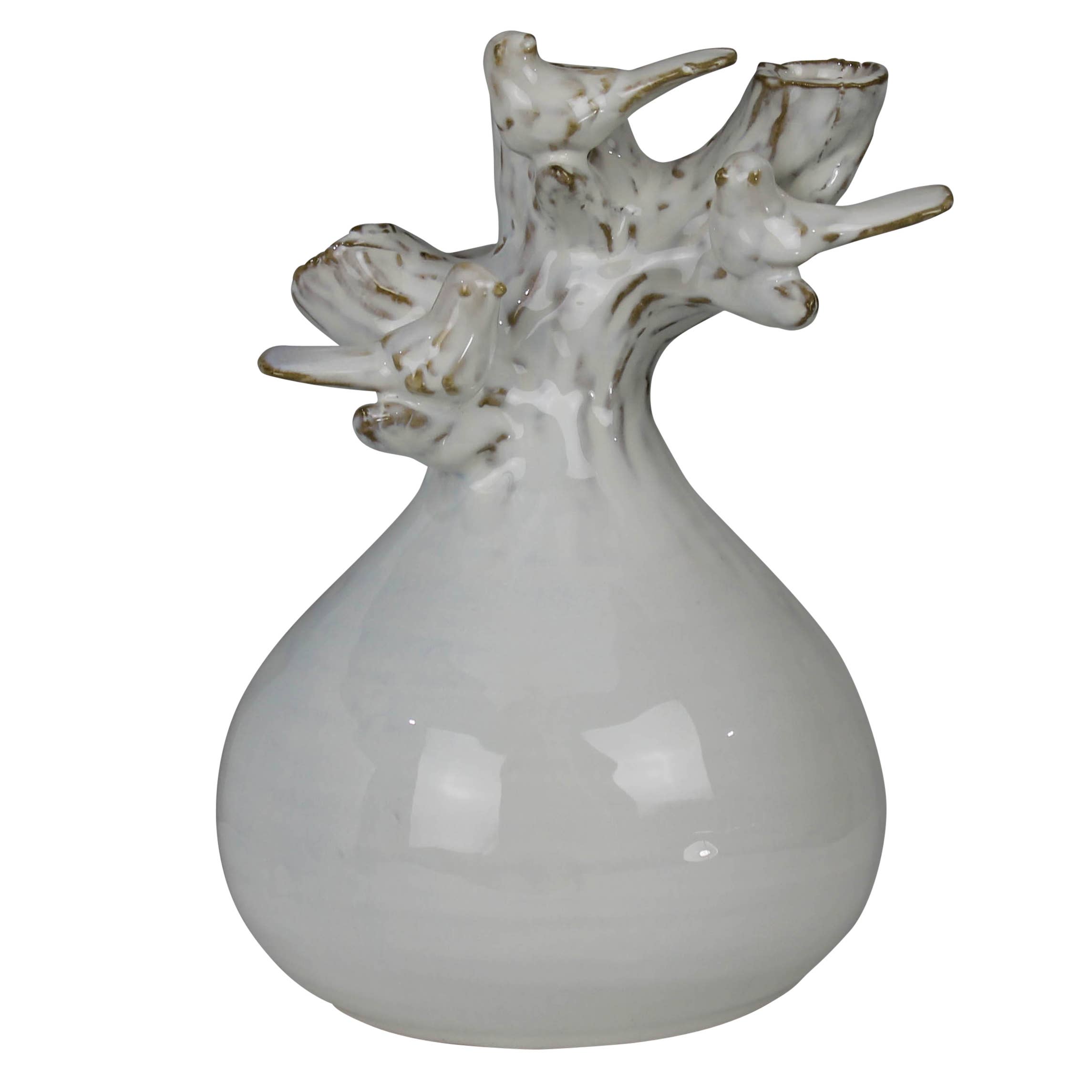 Vase with Branch and Bird, Ceramic