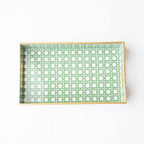 Decorative Vanity Tray, Green Cane Print Resin