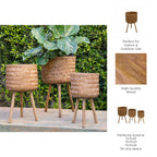 Planter Set of 3 - Brown Bamboo Wood Wicker, 11/13/15 in.