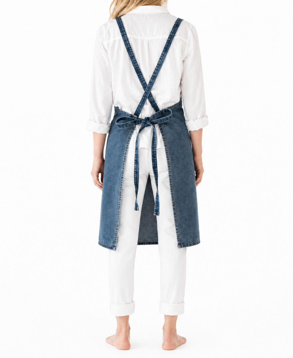 Washed Denim Apron: Light Blue