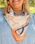 Edie Equestrian Print Scarf Orange