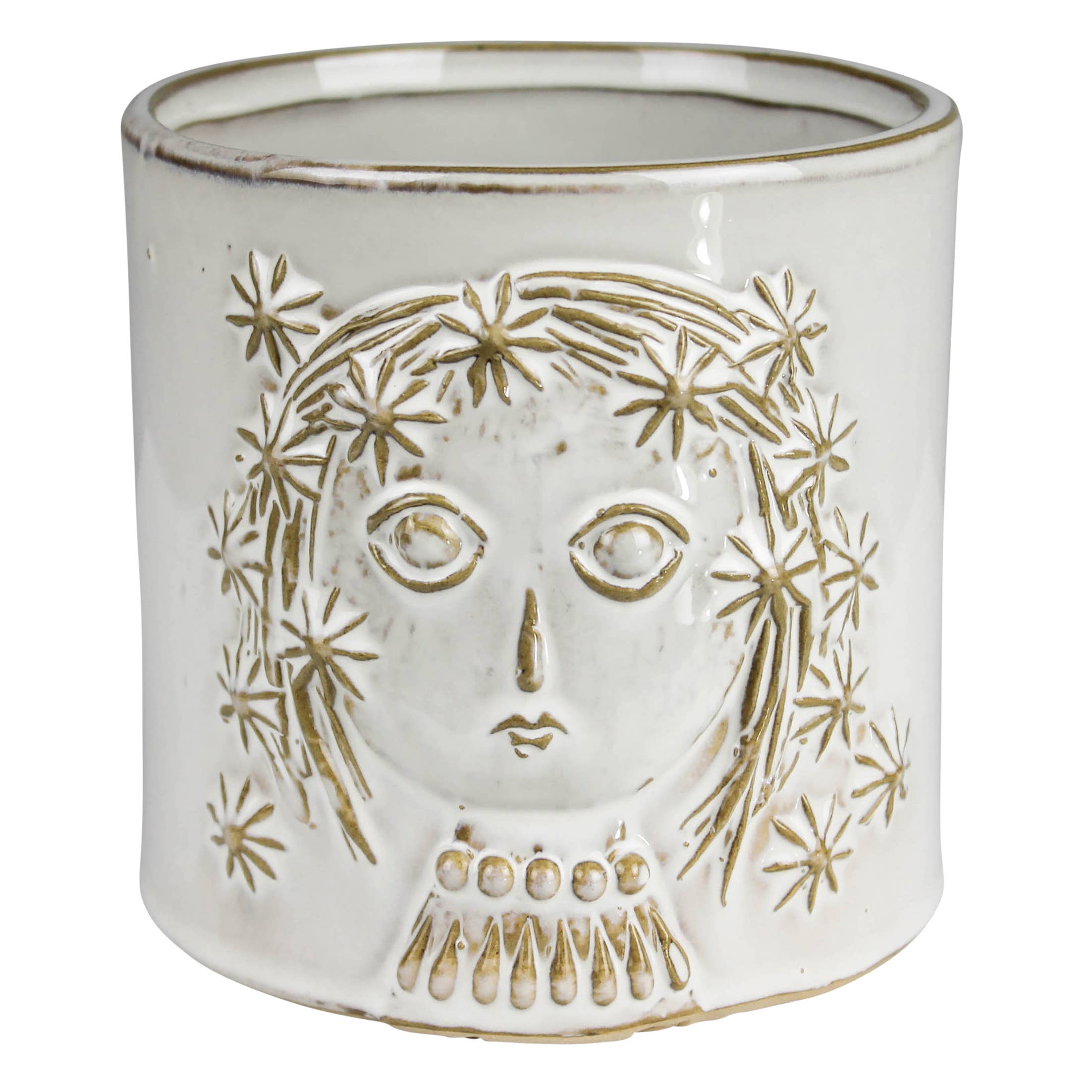 Emme Cachepot with Face, Ceramic