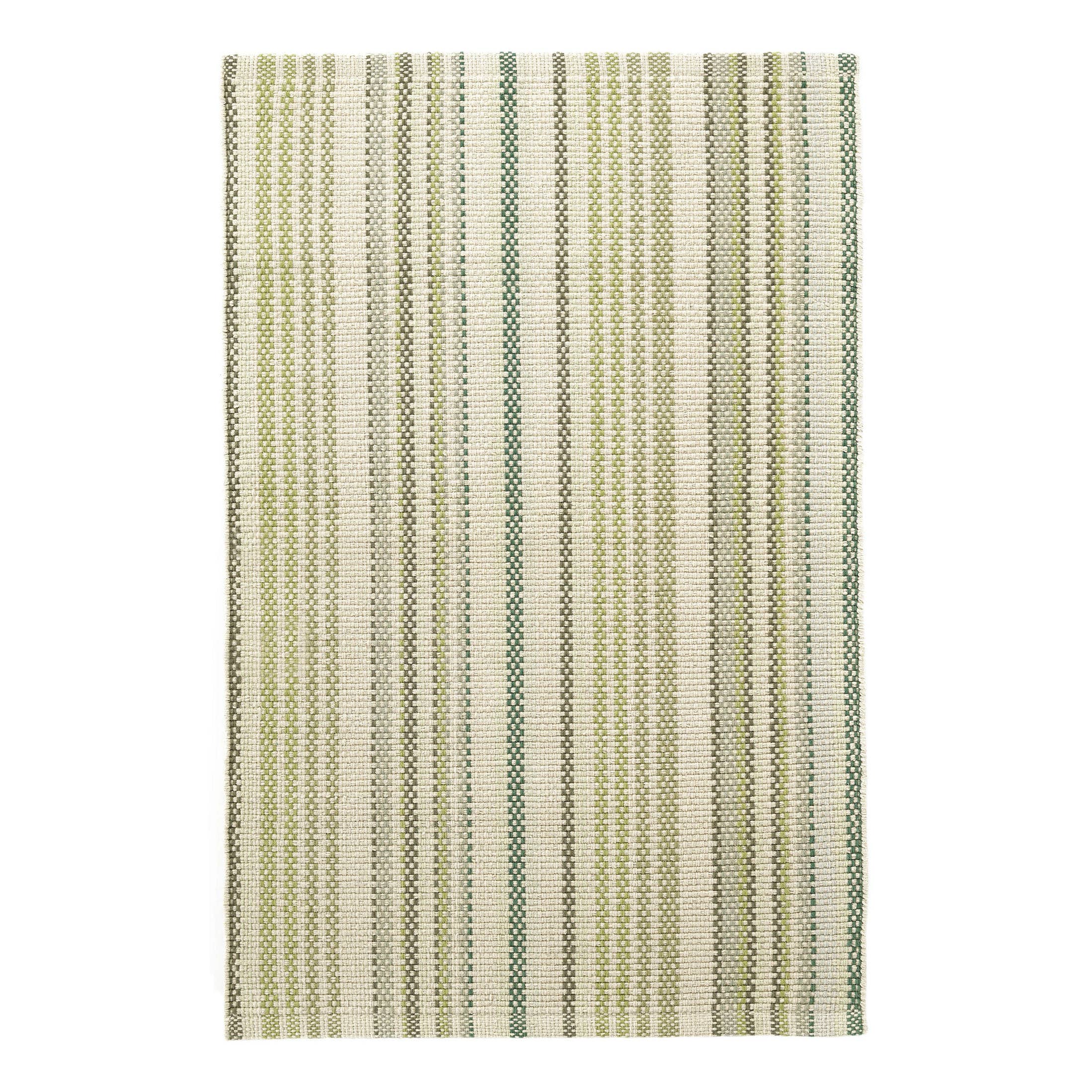 Oslo Stripe Handwoven Cotton Rug | Green: 2' x 3'