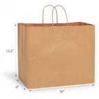 Brown Kraft Paper Retail Shopping Bags: 100 Pack / Vogue 16x6x12.5"