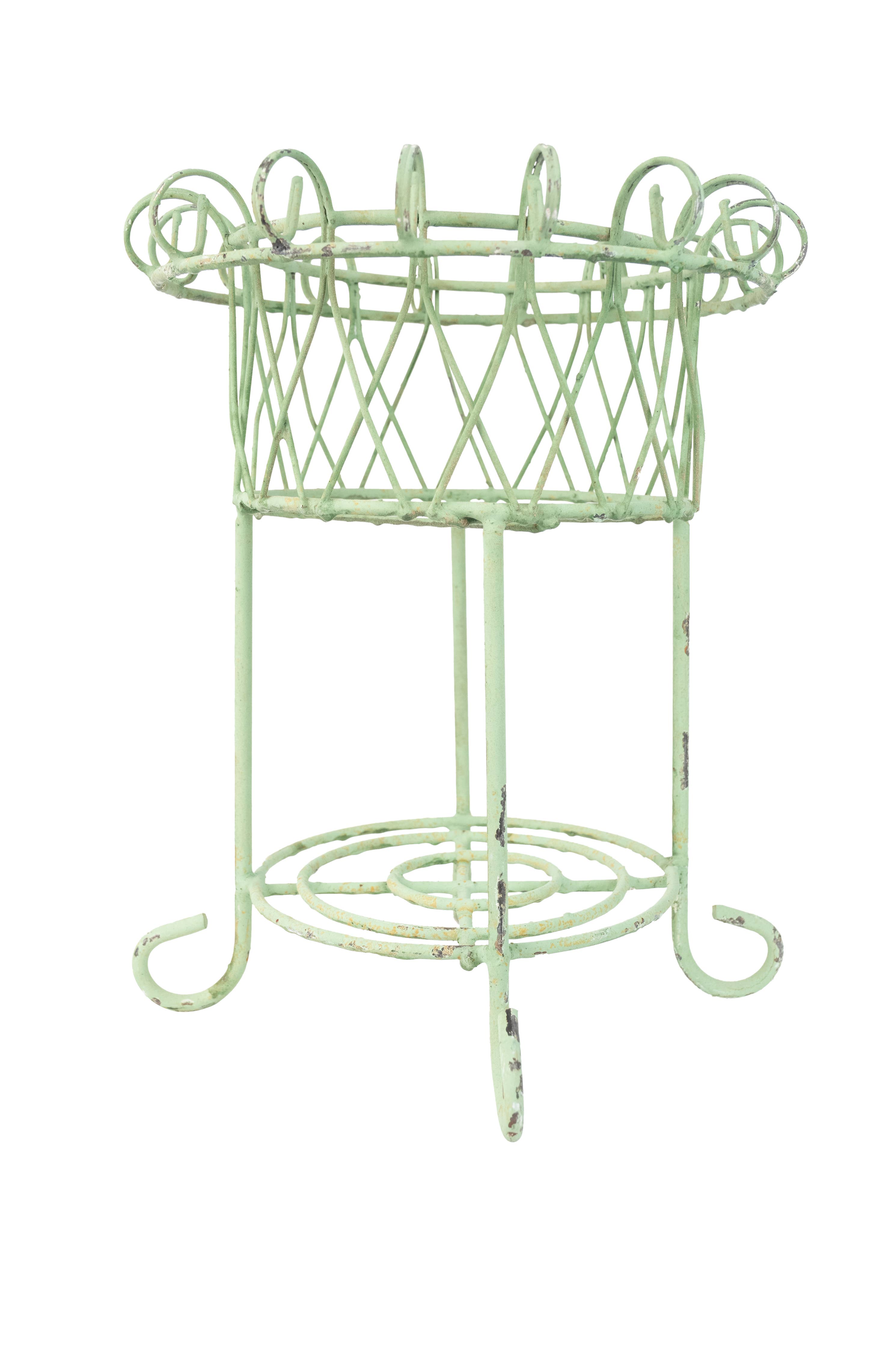 Metal Planter Basket-Green-12x15H-Willard