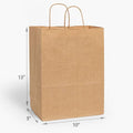 Brown Kraft Paper Retail Shopping Bags: 100 Pack / Carrier 10x5x13"