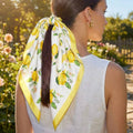 Lemons And Flowers Print Square Bandana Scarf: YE