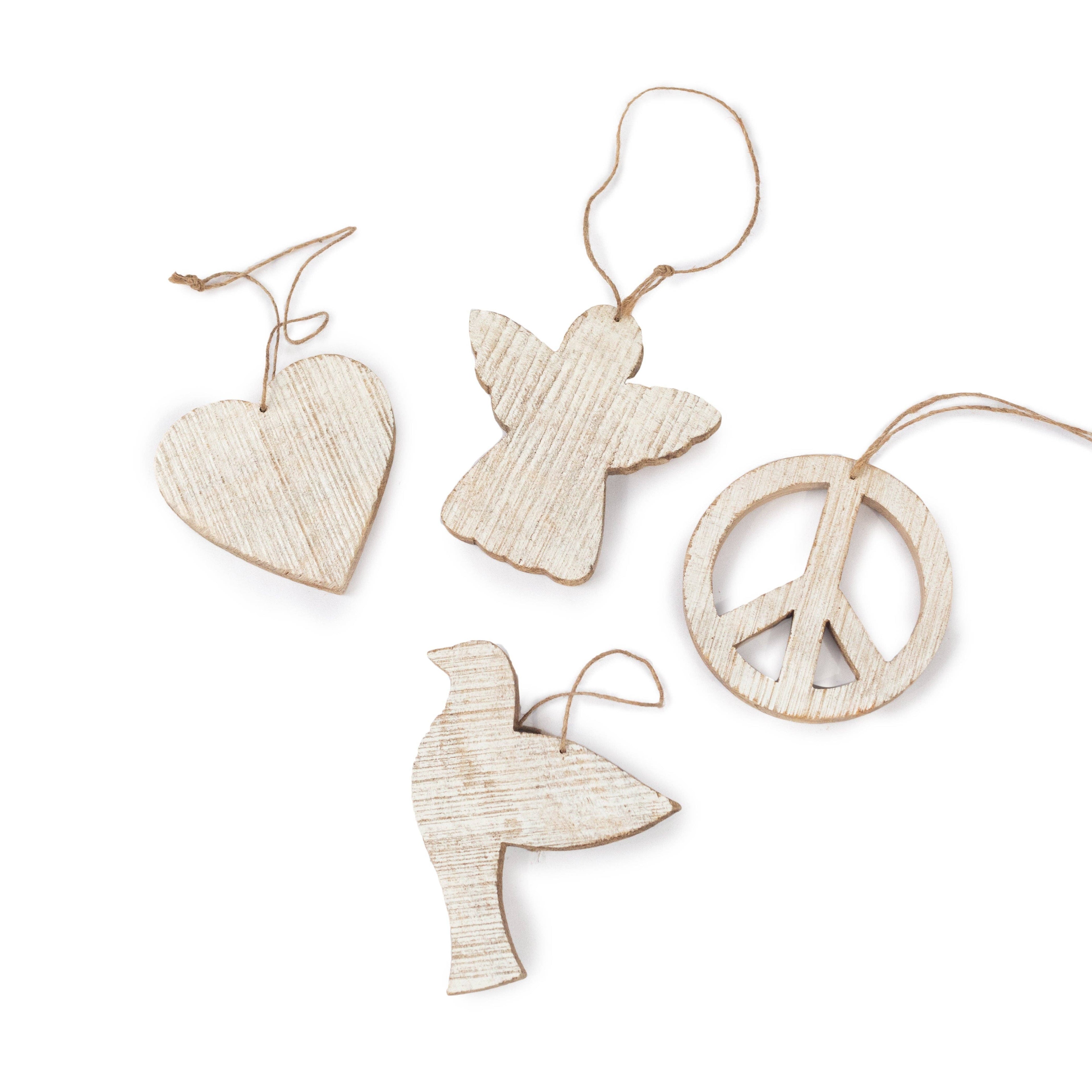 Whitewash Wooden Ornaments