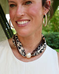 Pammie Magnetic Pearl Scarf Necklace Leopard: Default