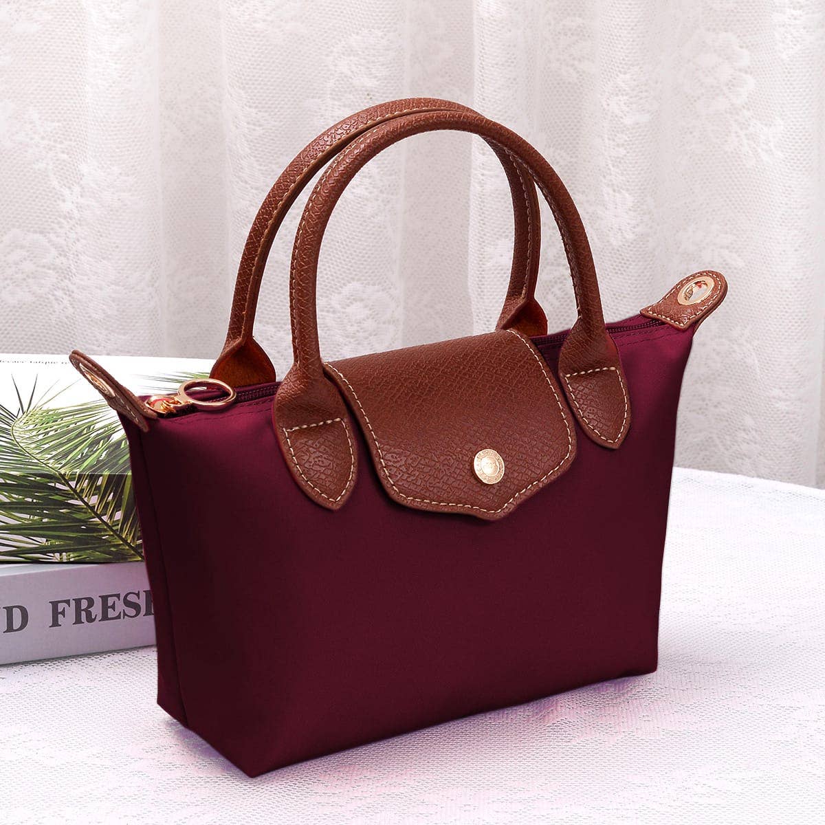 HM782 Britney Nylon Double Handle Crossbody Bag: Ivory