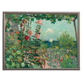 Painting of flowers by ocean: Beaded gold frame 1315-70 / 16" X 12"