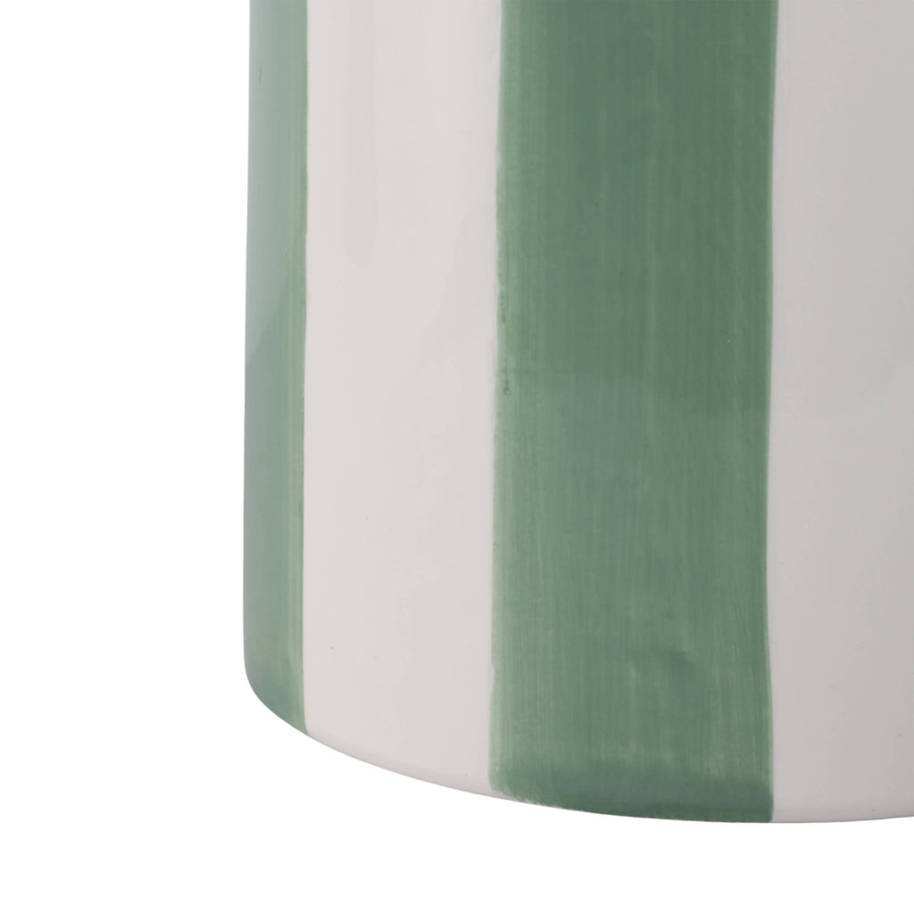 Planters  - Green/White Ceramic Striped, 6 in