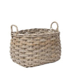 Rattan Rounded Oval Storage Basket: Large - 19" H with Handles