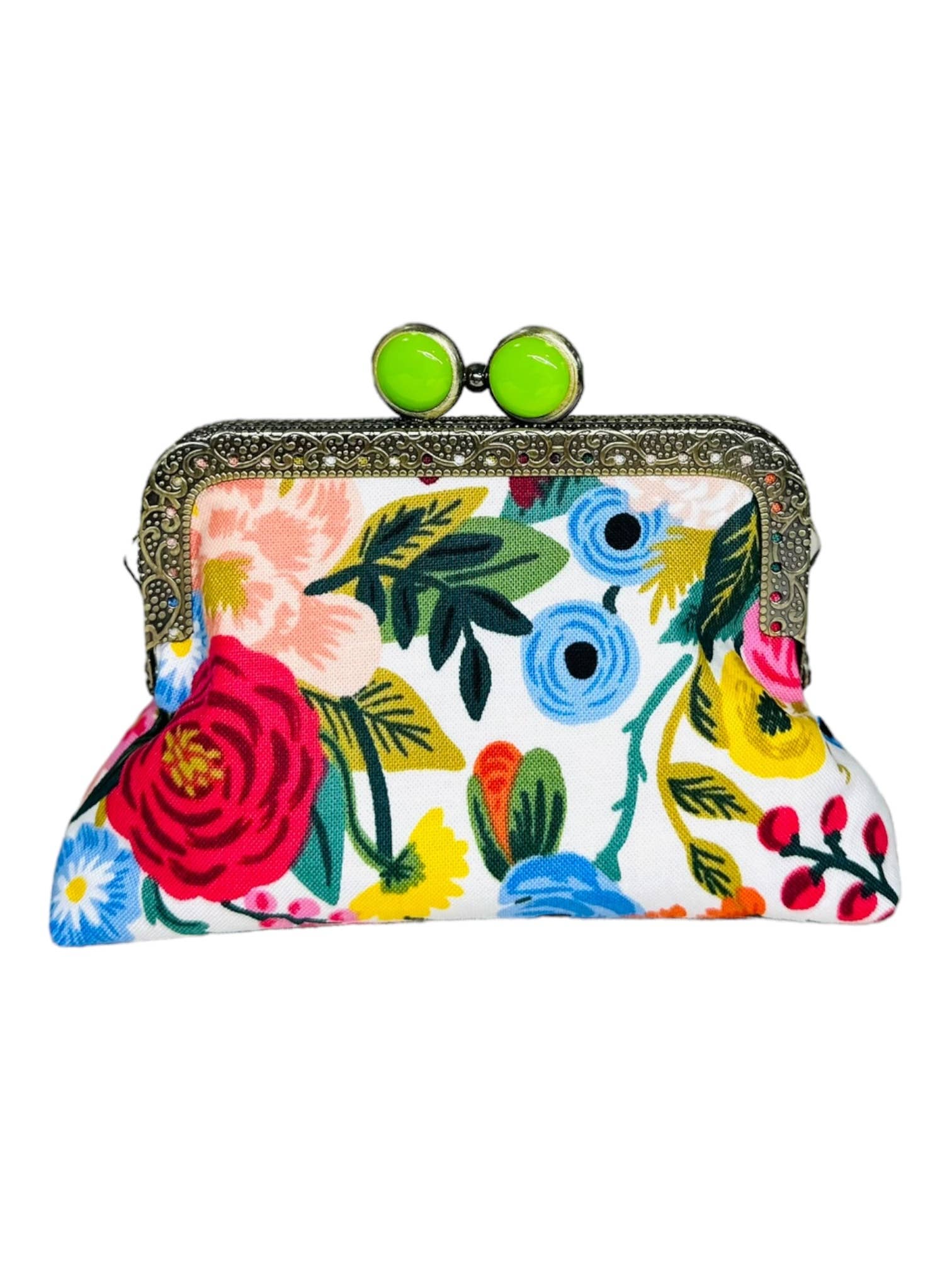 Kiki & Syds ON THE GO Credit Card Clutch-Garden Party Cream: Red