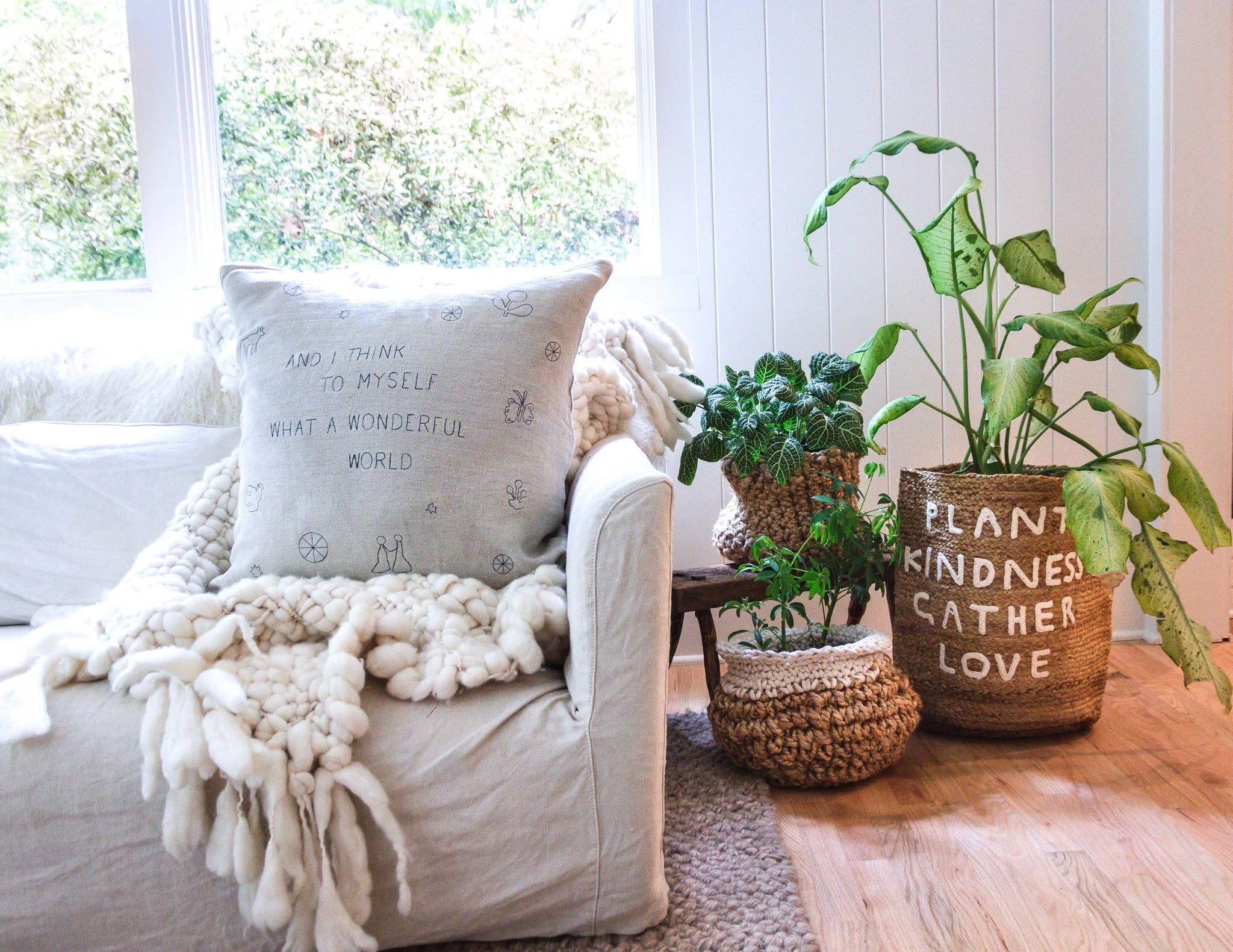 Pillow Collection - What A Wonderful World (Stone Washed Linen) - 24”x24