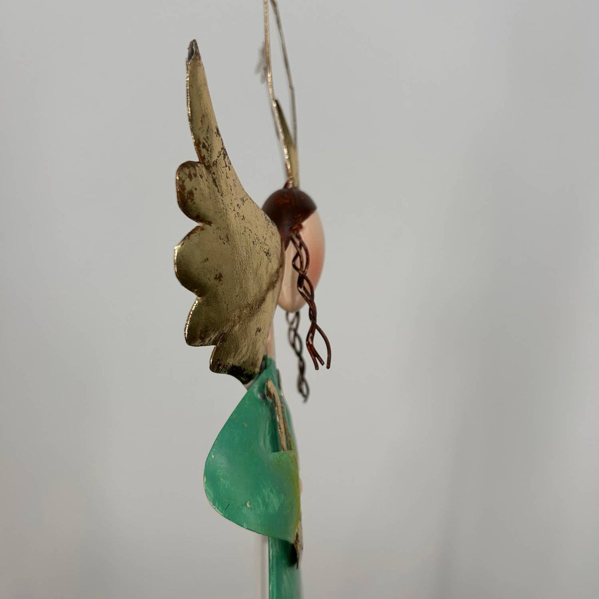 Metal Standing Whimsical Angel w/ Harp 22.5"