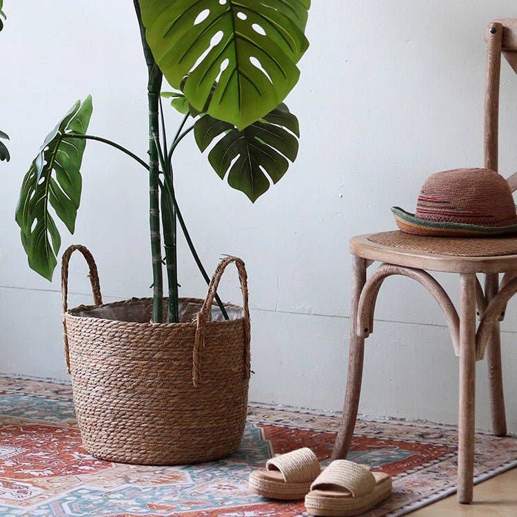 Handwoven Seagrass Basket for Plants: Large