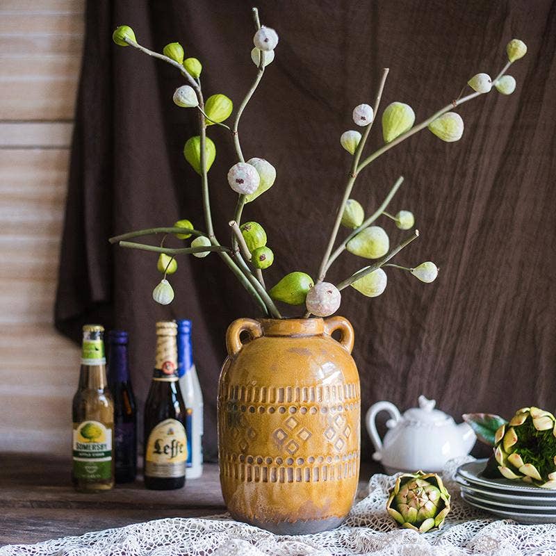Artificial Fig Fruit Stem 30" Tall Silk Branch: Green / One Stem