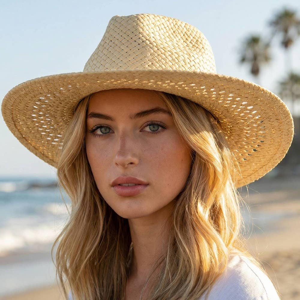 Woven Straw Western Sun Hat: KH