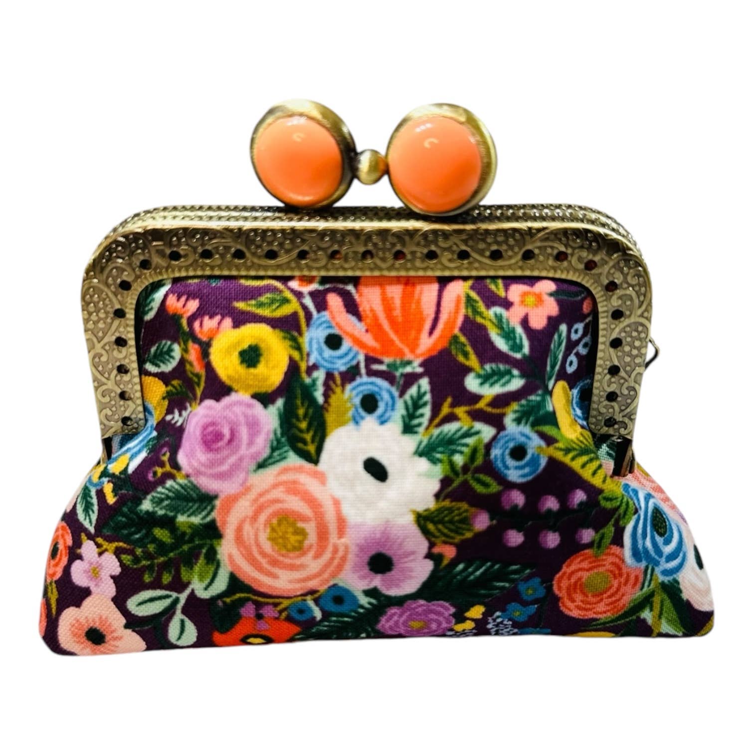 Kiki & Syds Mini Clutch Coin Purse - Petite Floral Plum: Hot Pink