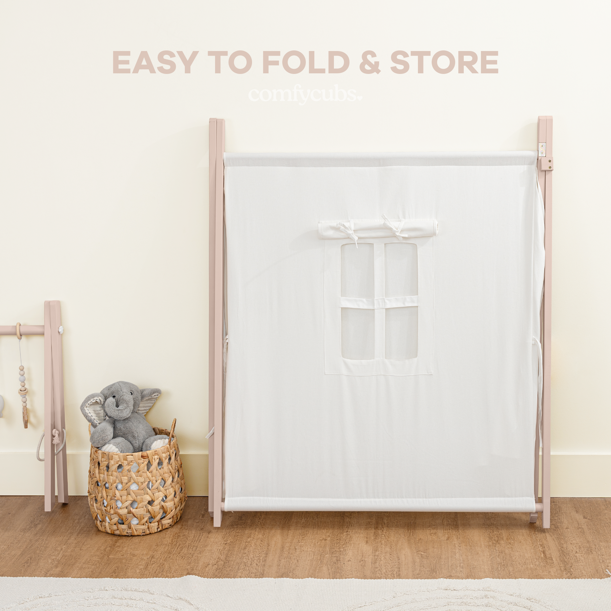 Kids Play Tent, Indoor Canvas Play Tent by Comfy Cubs: Natural Wood