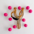 Wood Slingshot with 10 Felt Balls: Royal Blue