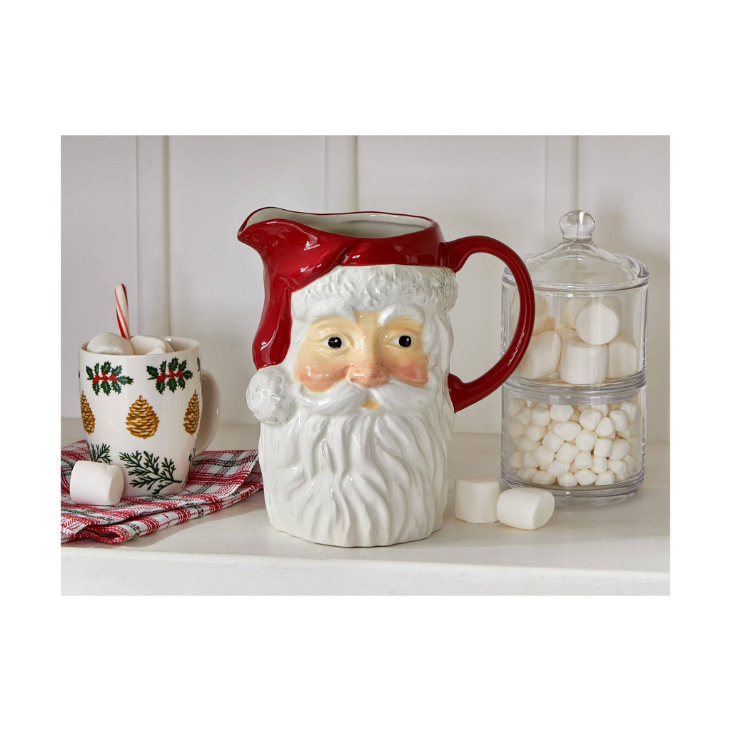 Vintage Santa Pitcher Multi Earthenware Christmas