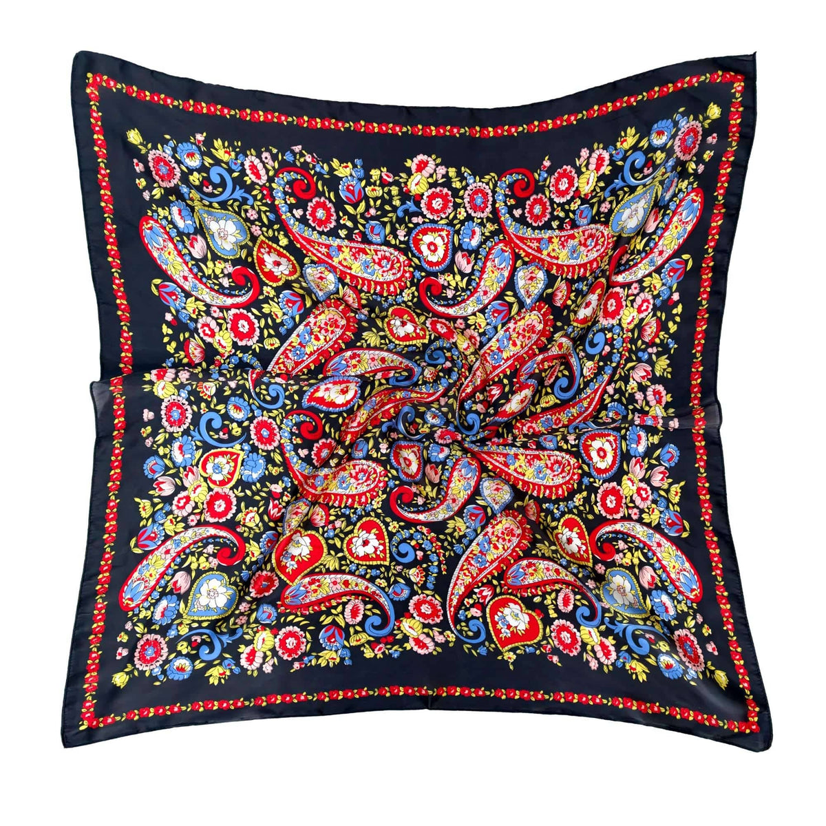 WLQS524 Paisley Print Square Scarf: White