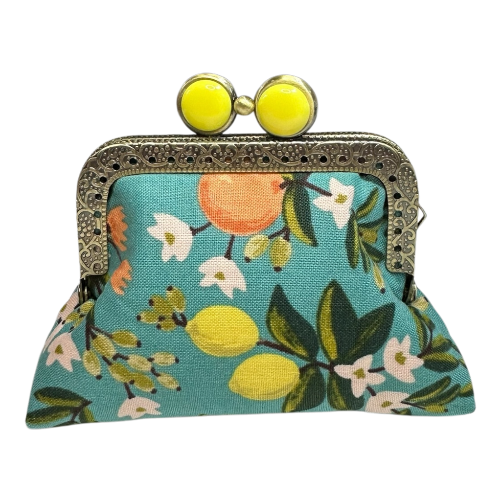 Kiki & Syds Mini Clutch Coin Purse - Citrus Teal: Black