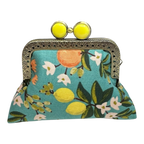 Kiki & Syds Mini Clutch Coin Purse - Citrus Teal: Black