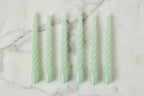 Lacquered Twisted Taper Candles, Sage Green, Boxed, Set of 6