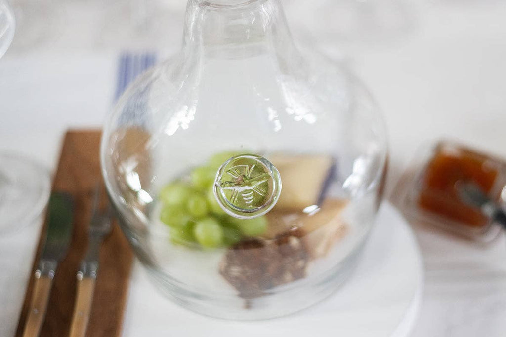 Glass Cloche Food Cover, Black Ring Handle, Small