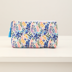 Floral Canvas Cosmetic Case Toiletry Bag Makeup Bag: Bluebonnet Bloom