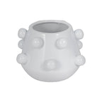 Decorative Planter - White Ceramic Tapered Bubble, 8 in.