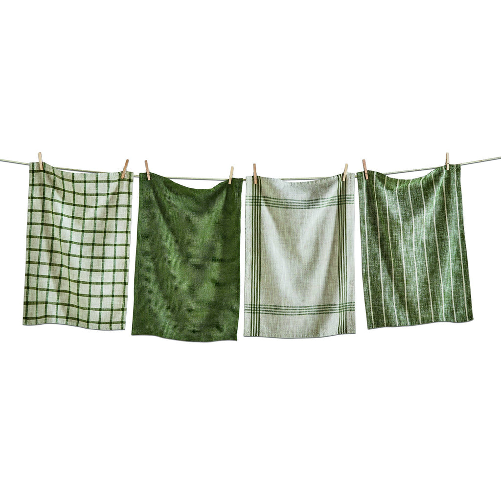 Canyon Woven Dishtowel Set/4 Olive Cotton Everyday