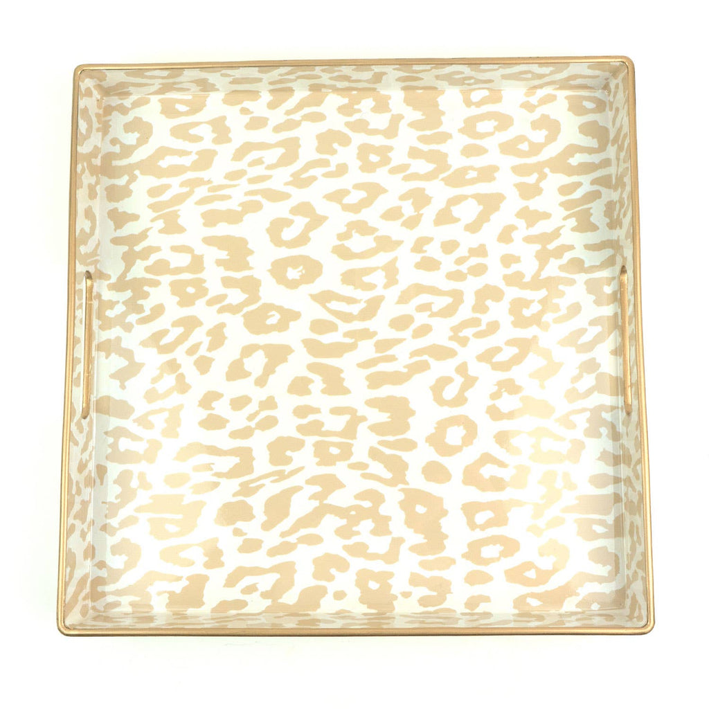 Leopard Print Square Resin Serving Tray, 13-Inch