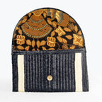 Straw Clutch - Black with Ivory Trim
