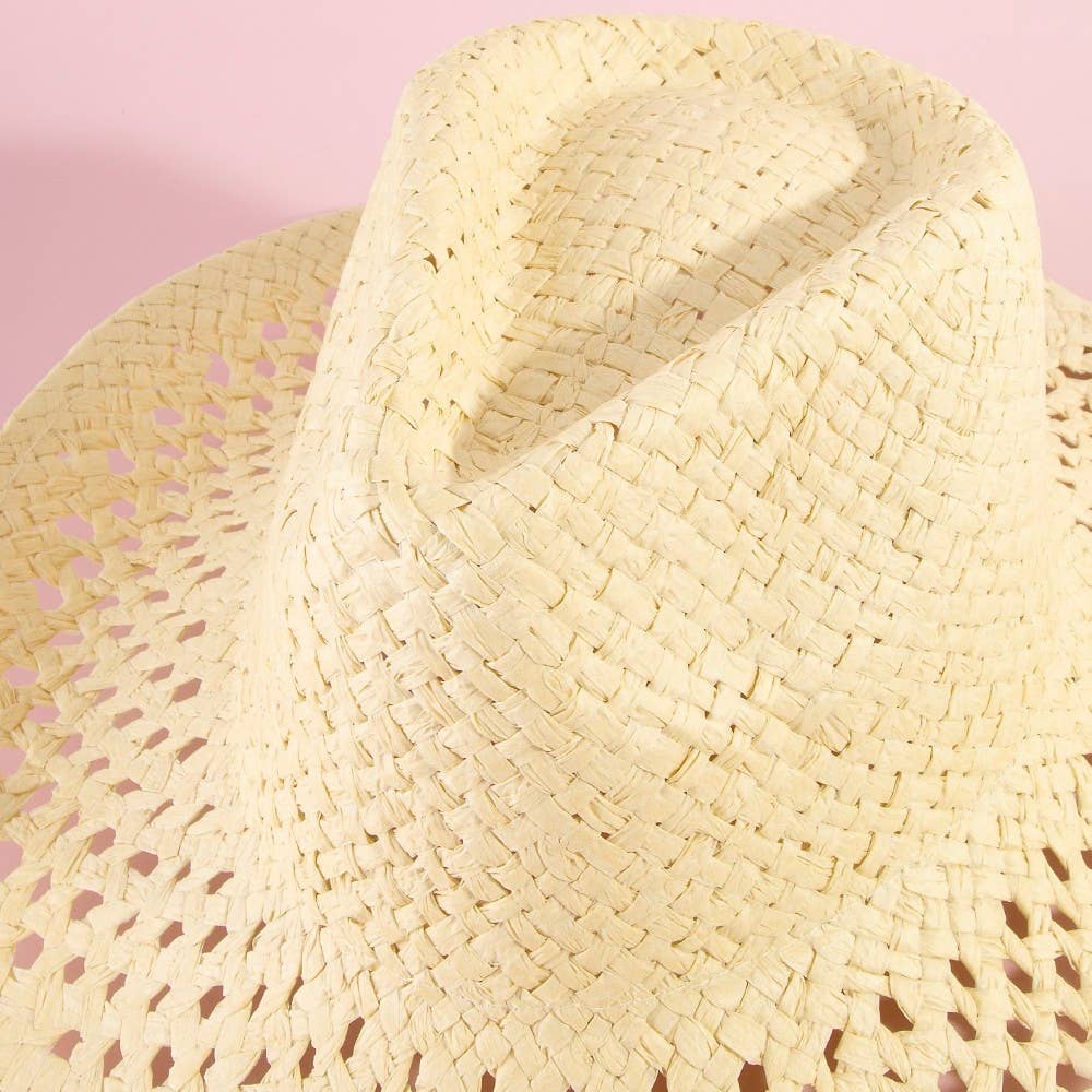 Woven Straw Western Sun Hat: KH