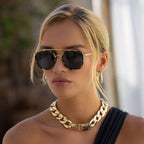 Weston Acetate Round Unisex Sunglasses: Yellow Tortoise / Gray