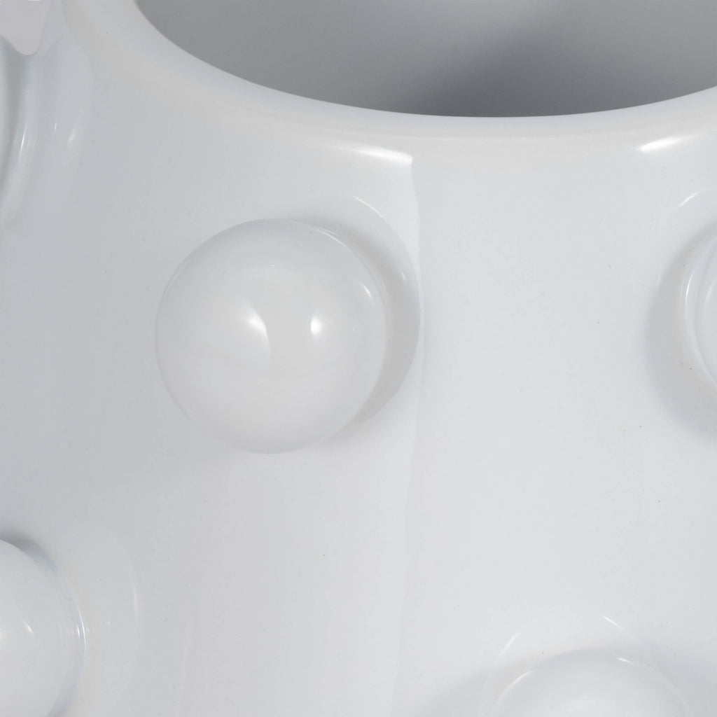 Decorative Planter - White Ceramic Tapered Bubble, 8 in.