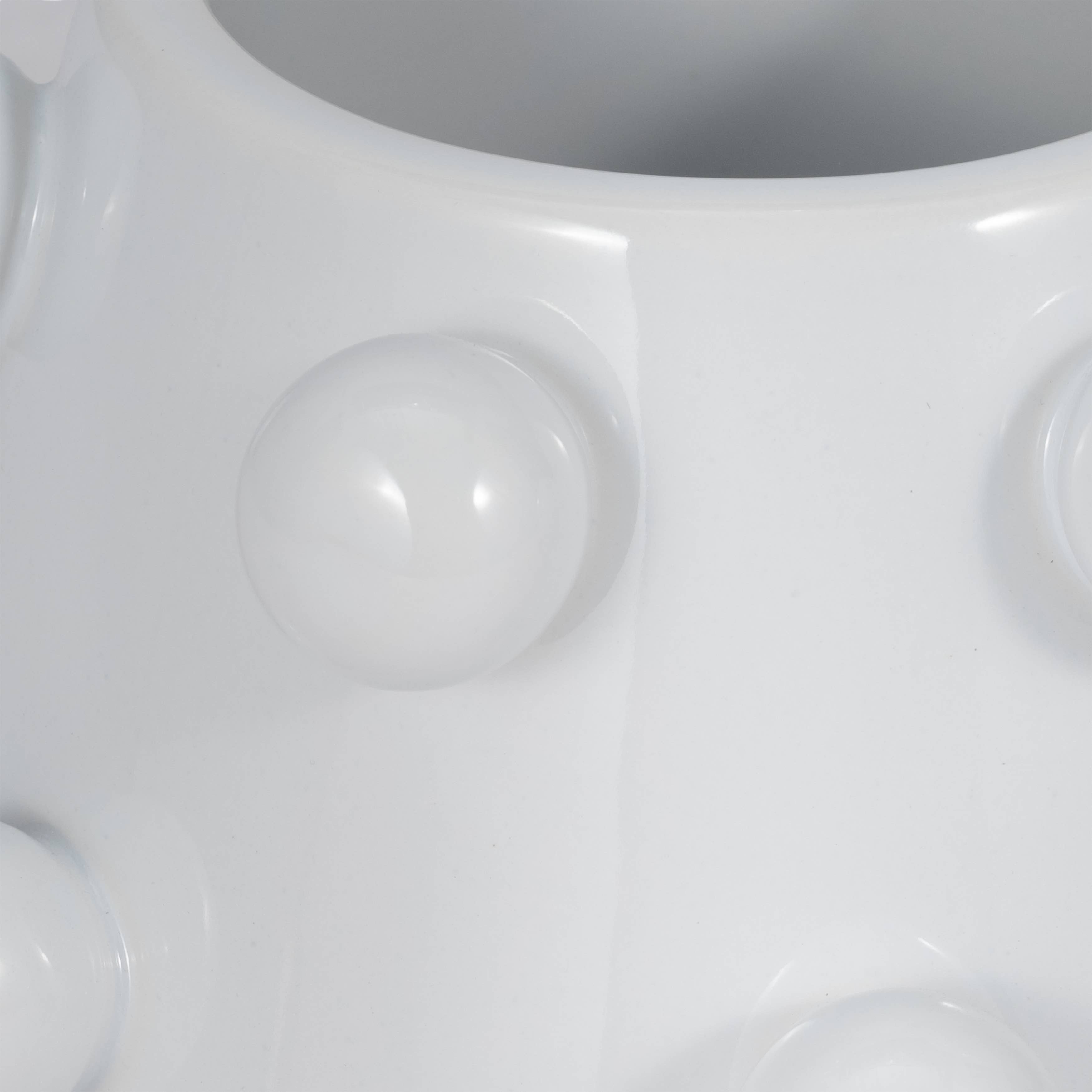Decorative Planter - White Ceramic Tapered Bubble, 8 in.