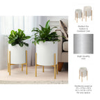 Iron Textured Planters on Stand  White, 11"