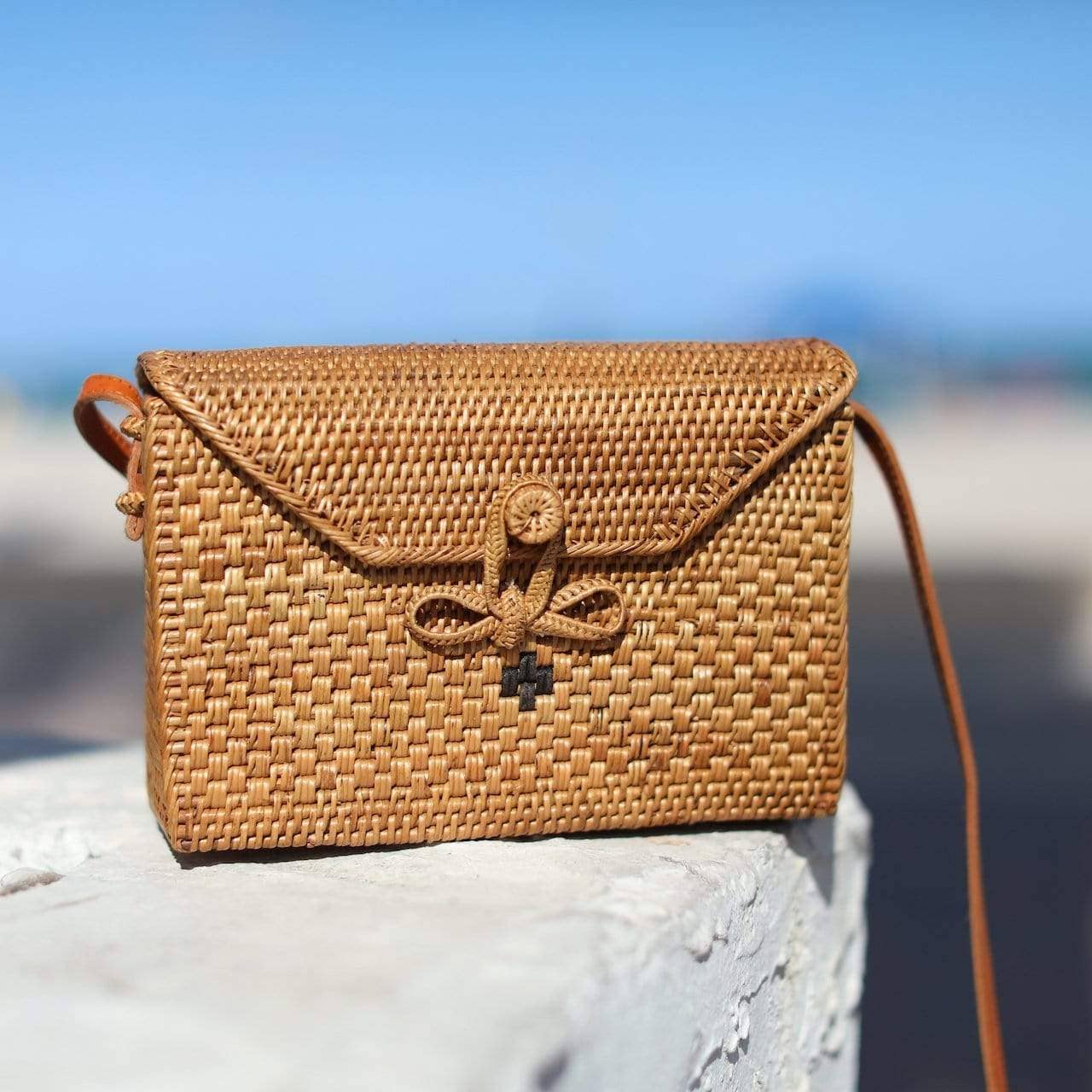 Bali Rattan Crossbody Bag - Postman Messenger Bag