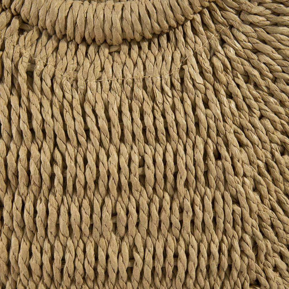 Woven Paper Straw Tote Bag With Ring Handles: TA