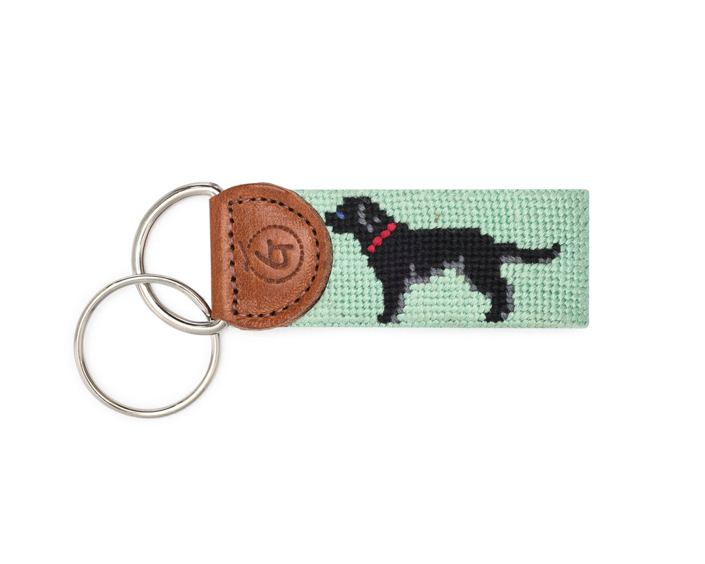 Black Lab Needlepoint Keychain: Salmon