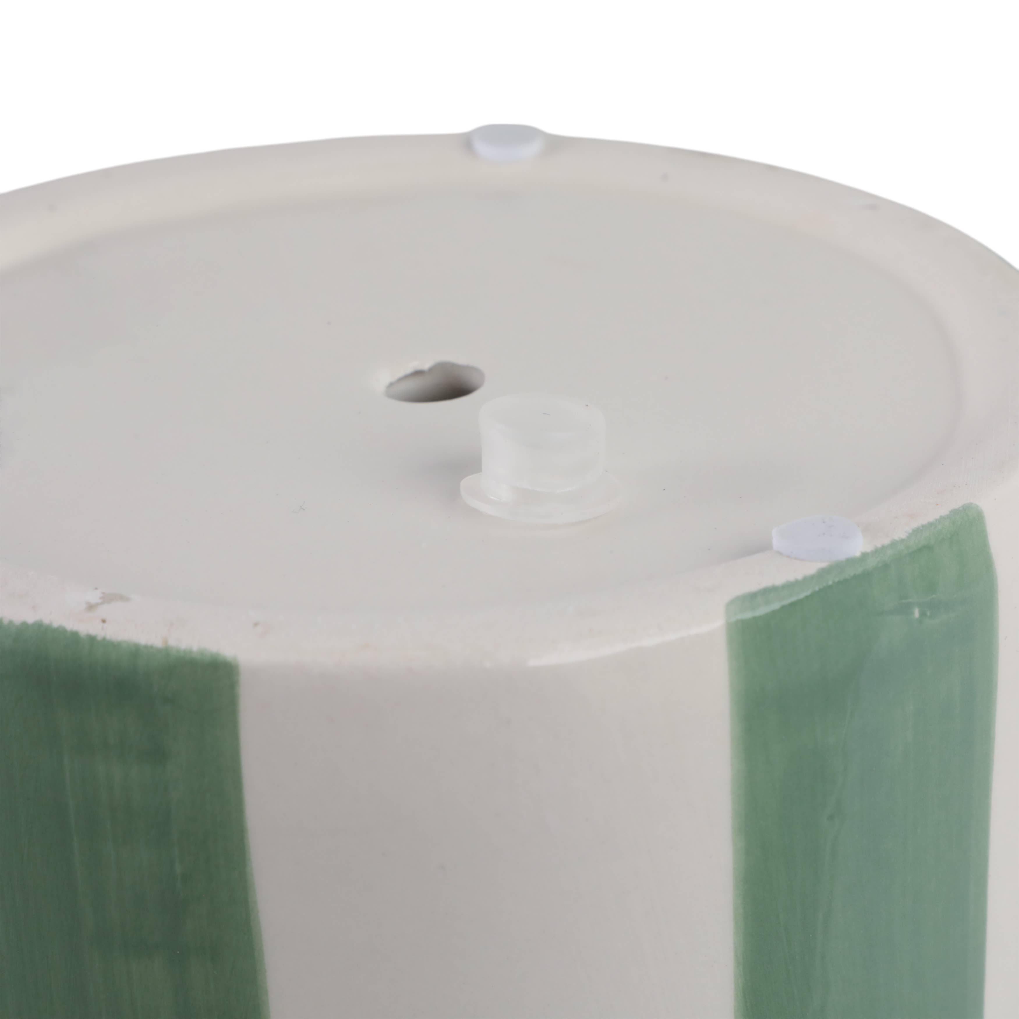 Planters  - Green/White Ceramic Striped, 6 in