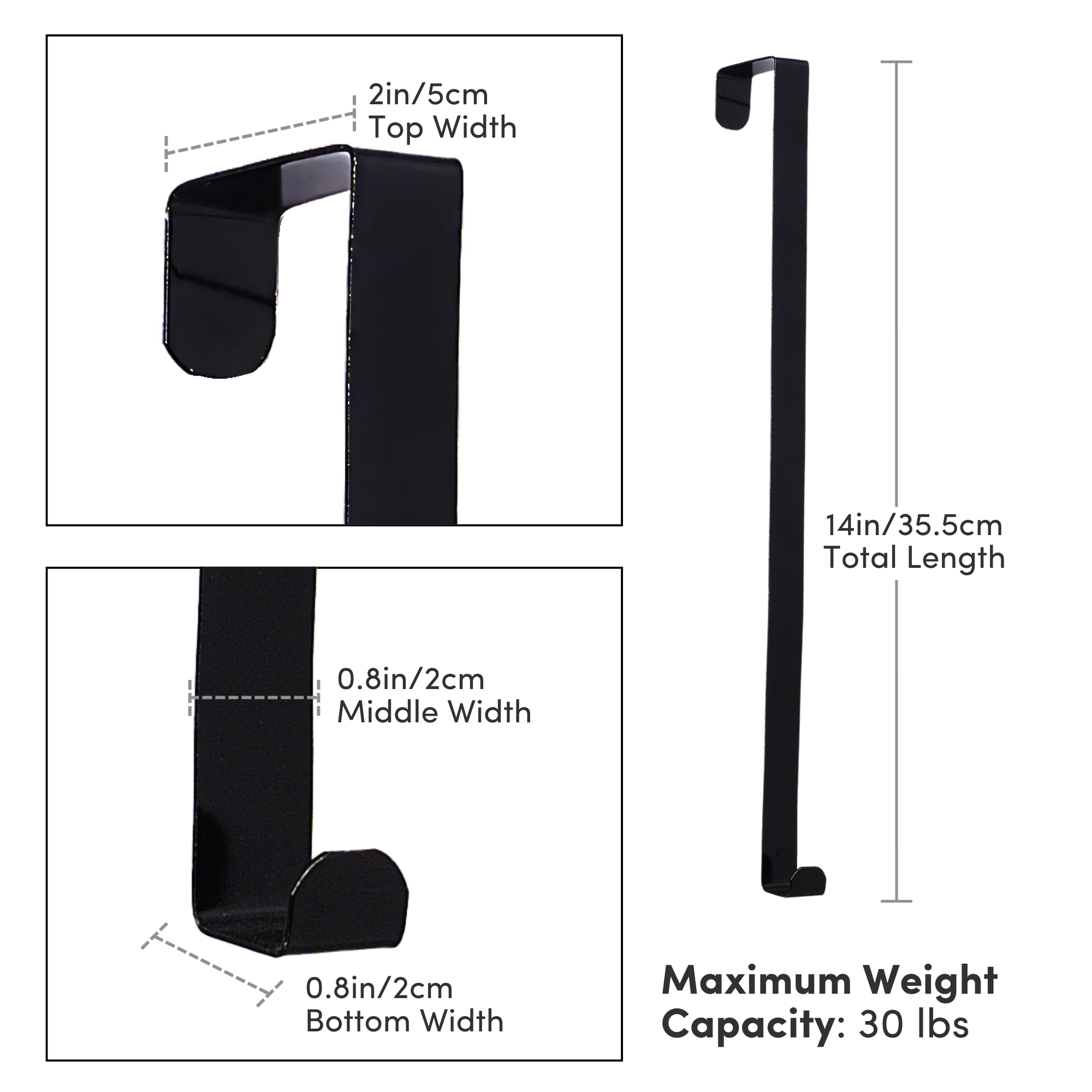 14"L Wreath Hangers - Heavy Duty Metal: Black