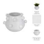 Decorative Planter - White Ceramic Tapered Bubble, 8 in.