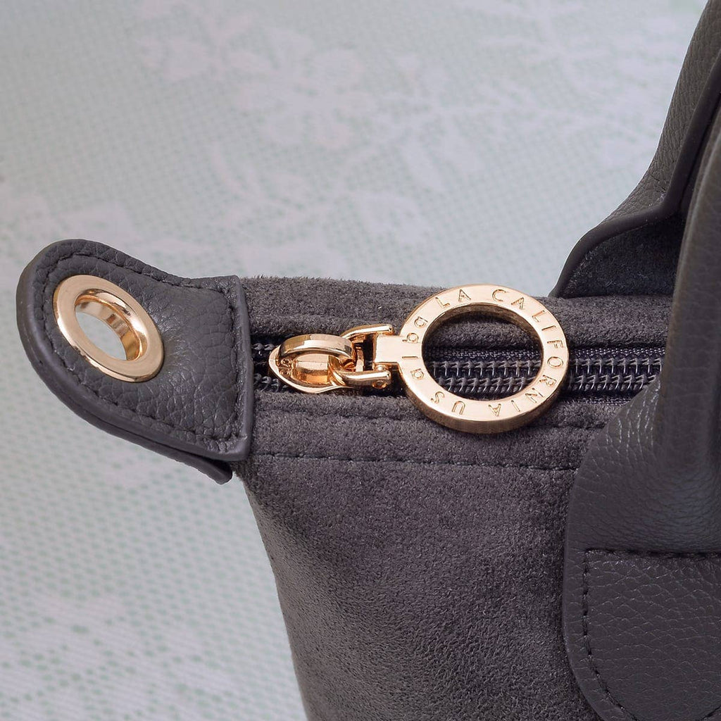 SD782  Britney Suede Double Handle Crossbody Bag: Black