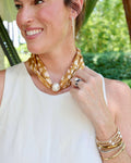 Pammie Magnetic Pearl Scarf Necklace Taupe
